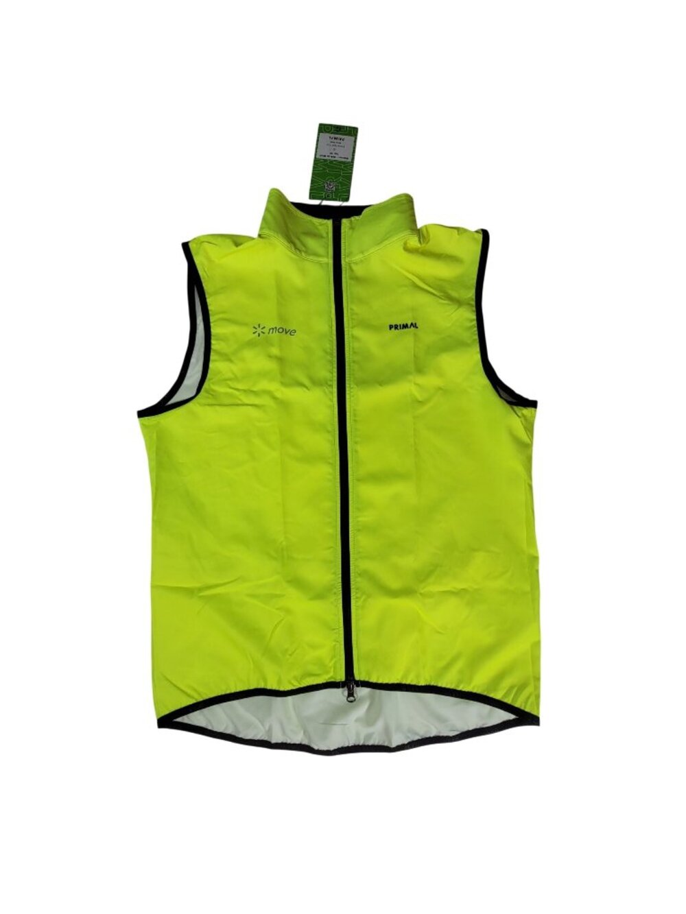 PRIMAL Cycling Wind Vest Pockets Hi Vis Safety Yellow Mens XL Sport Cut NEW